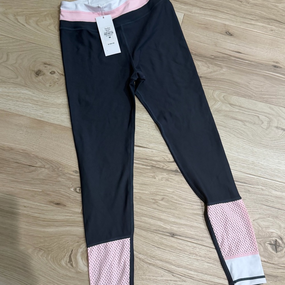 Neiman Marcus Black Leggings with Pink and White Accents